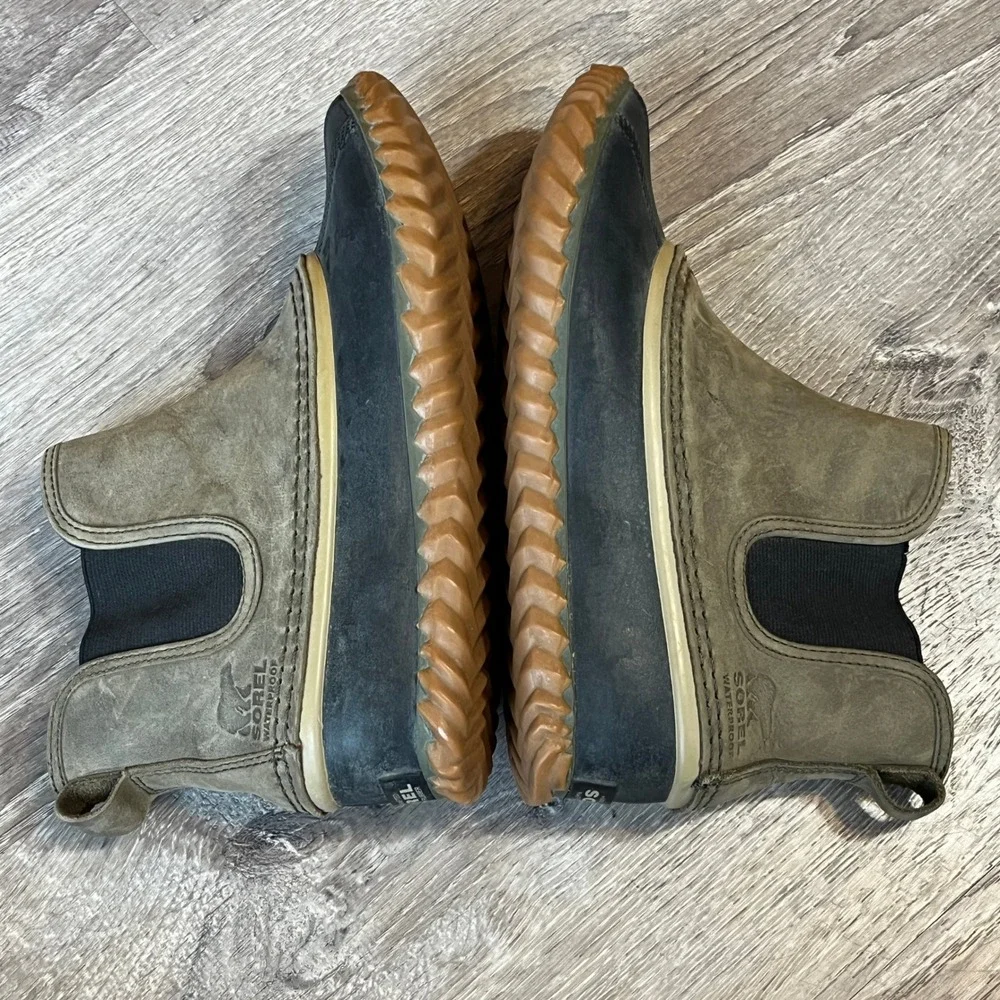 Sorel Out N About Chelsea Waterproof Leather Rubber Duck Boots Brown NL2410-214